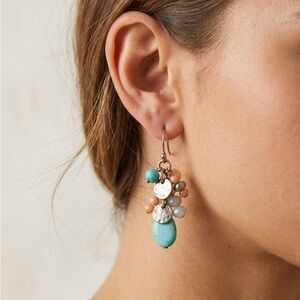 Anthropologie Boho Beaded Cluster Drop Earrings